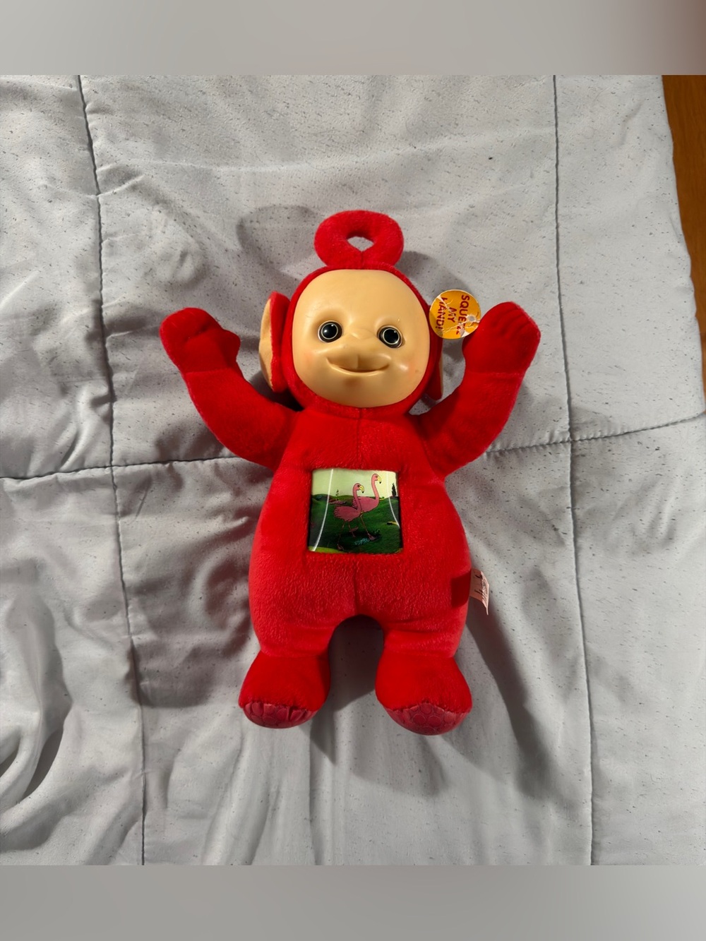 Vtg 2003 Teletubbies 14" Talking Po WORKS! Baby Sun Holographic Chest RED Plush
